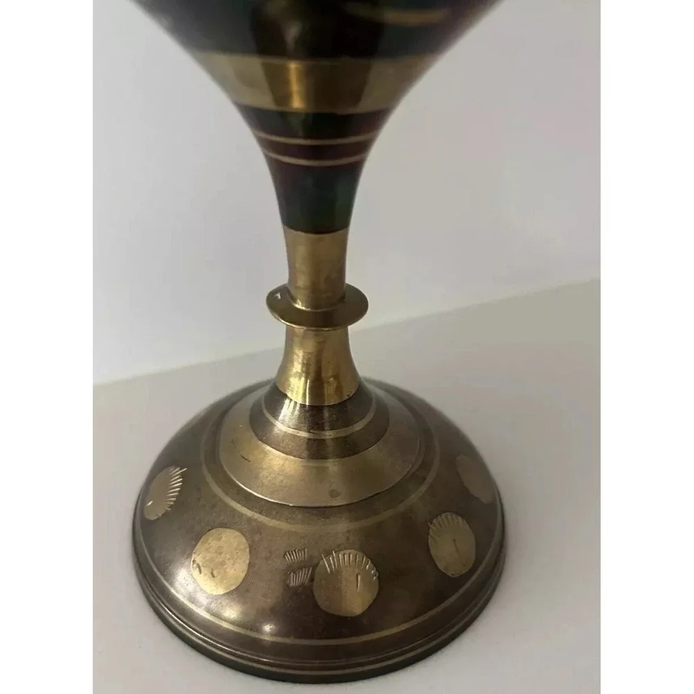 Vtg Brass Vase India 11